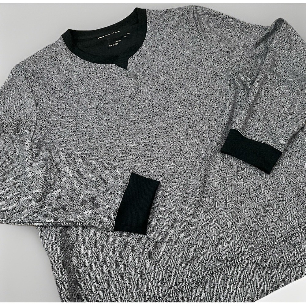 Peter Millar‎ Mens L Long Sleeve UPF 50+ Sun Protection Geometric Print Top